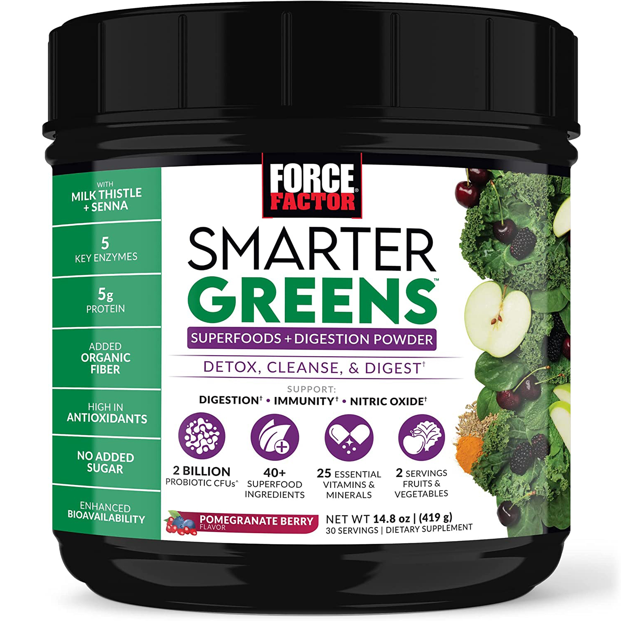 Smarter Greens Superfood & Digestion Powder Pomegranate FORCE FACTOR