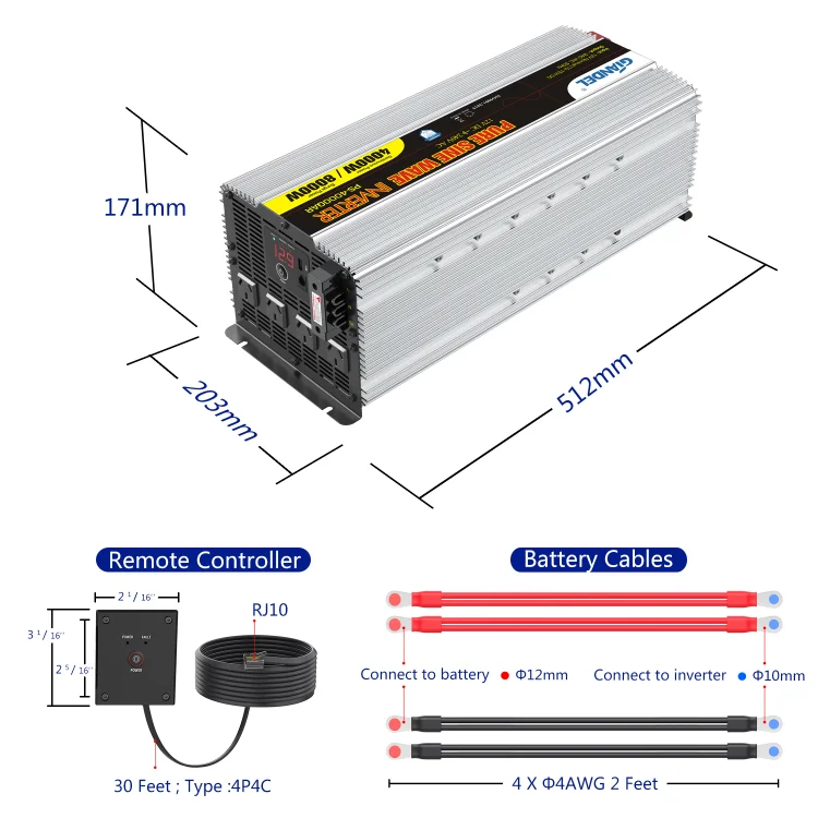 Giandel Pure Sine Wave Power Inverter W V To V Large Shell