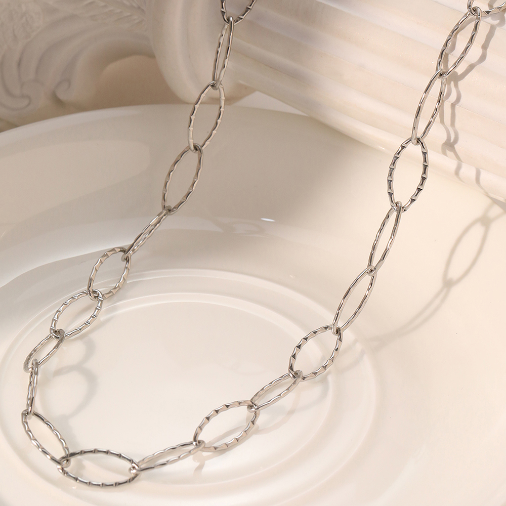 Stainless Steel Necklaces Minimalist Geometric Elliptic Clavicle Chain Korean Necklace For Women Jewelry Banquet Gifts C4212