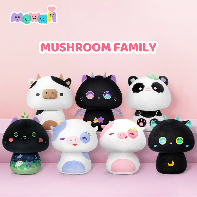 Mewaii Mushroom Family Goth Bunny-Easter Kawaii Plush Pillow Squish Toy