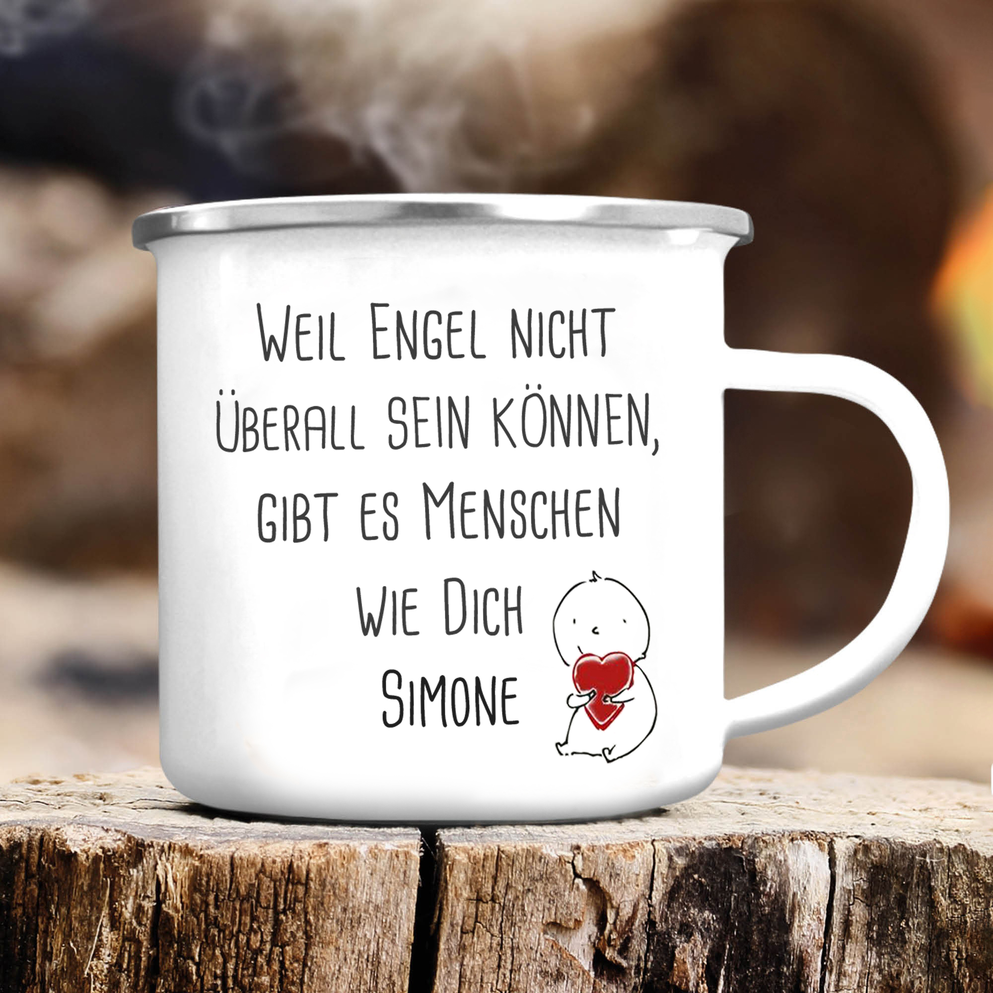 Kettenmachen Emaille Tasse Personalisierter Name Weil Engel Nicht