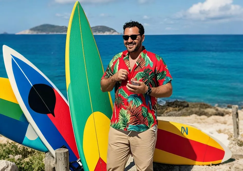 A man wearing big and tall tropical shirts.