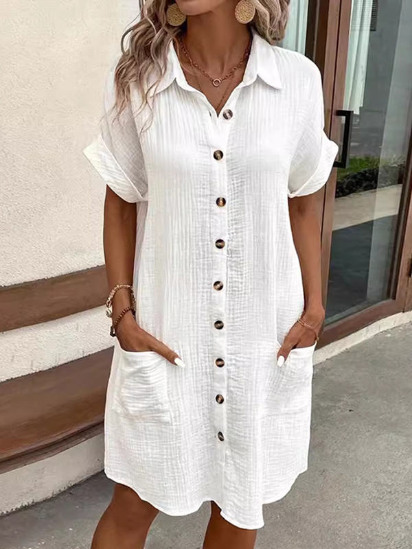 Lapel Sleeveless Split Denim Dress