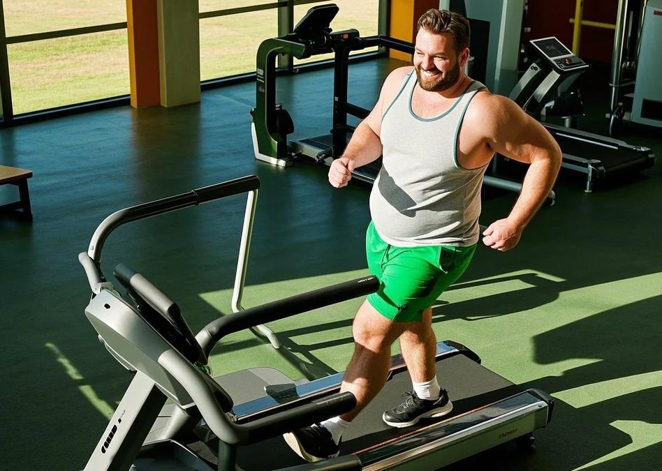 a man with big and tall workout shorts running