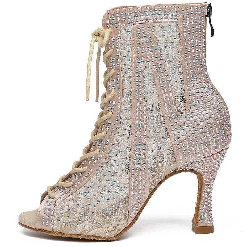 VCshoes Ballroom Dance Shoes Tango Shoes Sneakers High Boots With Full Rhinestone Sandals