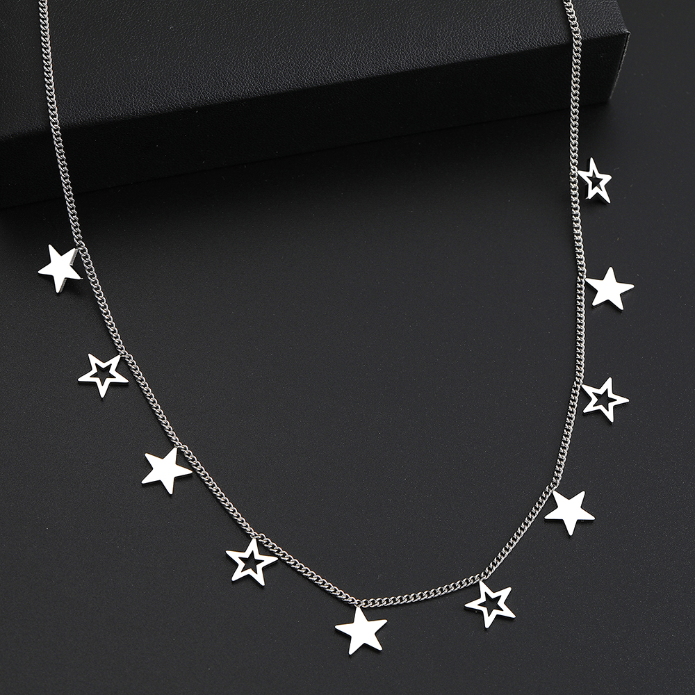 Stainless Steel Necklaces Goth Kpop Mini Stars Pendants Choker Female Chain Non-fading High-quality Necklace For Women Jewelry Silver Color