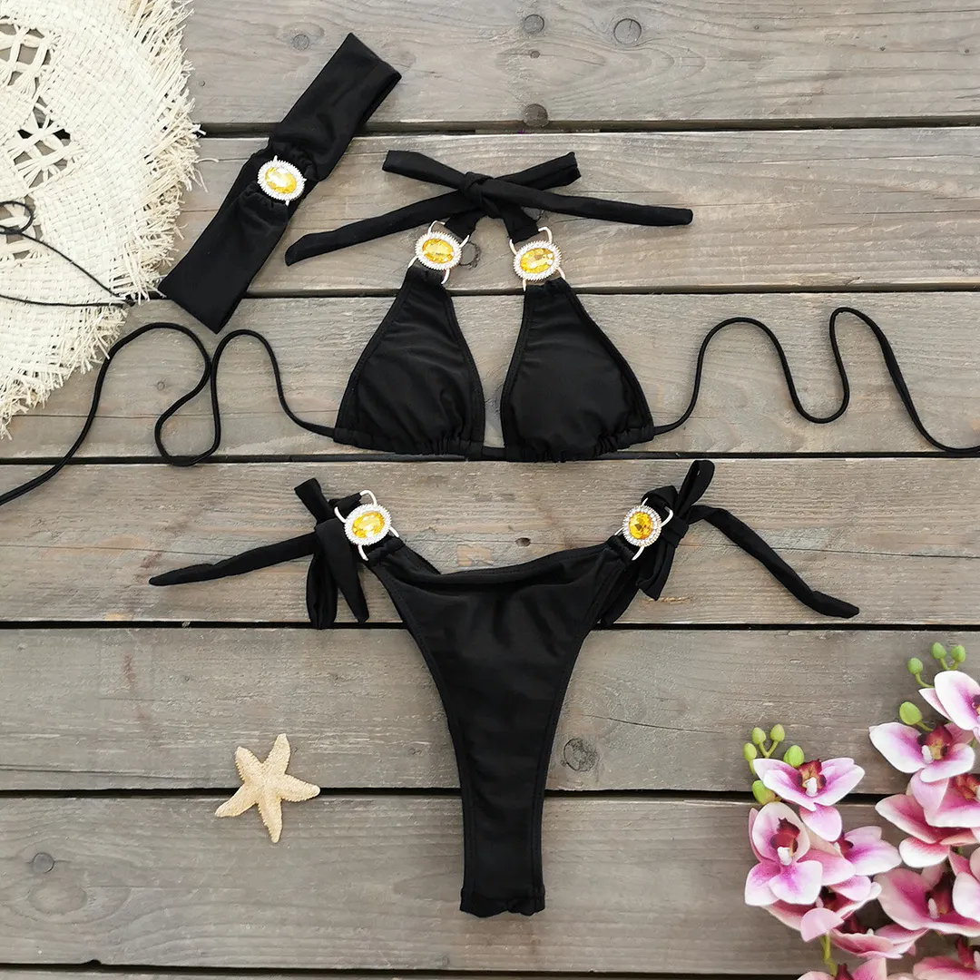 Billionm Three Point Strap Bikini Split Swimsuit Woman New Multi