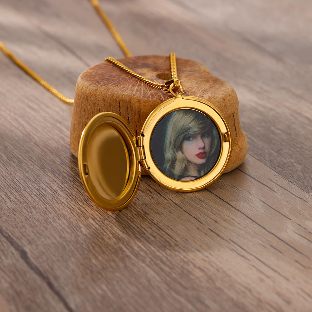 Personalized Big Circel Photo Necklaces For Women Gold Color Stainless Steel Picture Pendant Necklace Family Friend Jewelry Gold Color