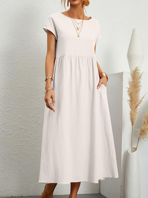 Thin Loose Polo Neck Solid Midi Dress