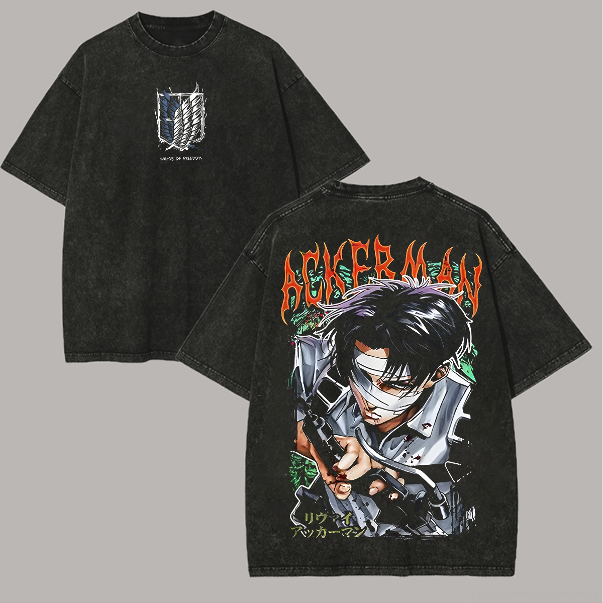Attack on Titan Levi Ackerman Printed Unisex Washed T-Shirt