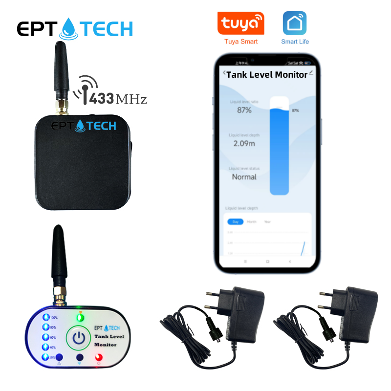 Produktbild von EPTTECH Smart TLC2326P Tankfüllstand-Sensor Mit Tuya-App – Ultraschall, 10 Cm Bis 2,9 M, Wasserdicht (IP67), Für Wasser, Öl & Kraftstoff