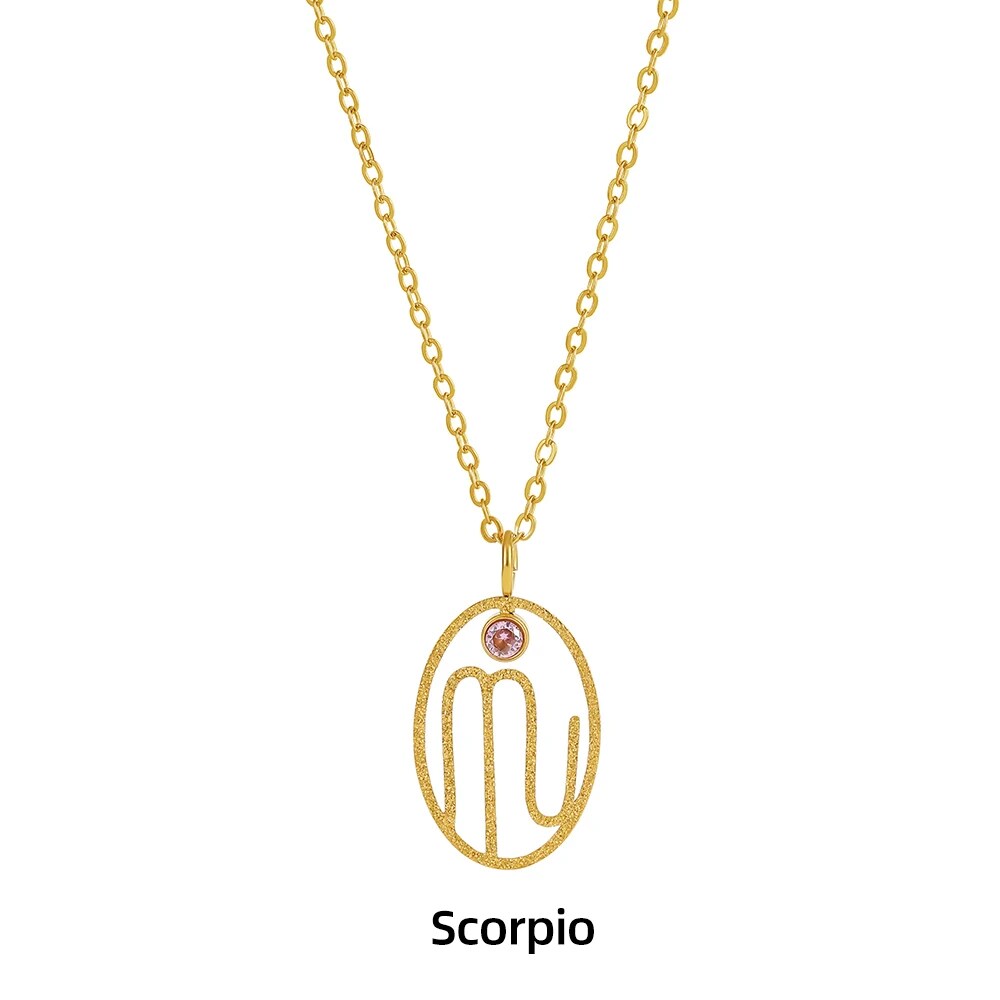 Stainless Steel Birthstone Zodiac Sign Necklaces for Women 12 Constellation Collar Necklaces Jewelry Birthday Gift Scorpio