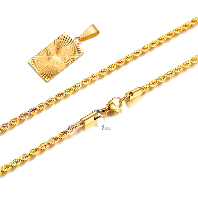 Triangle Necklace, Gold Plated Embossing Radiation Geometry Pendant Necklaces, Stainless Steel Jewelry 1544G2