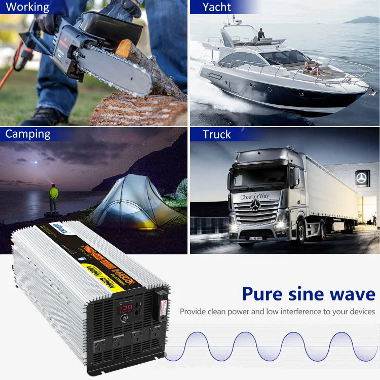 Giandel Pure Sine Wave Power Inverter W V To V Large Shell