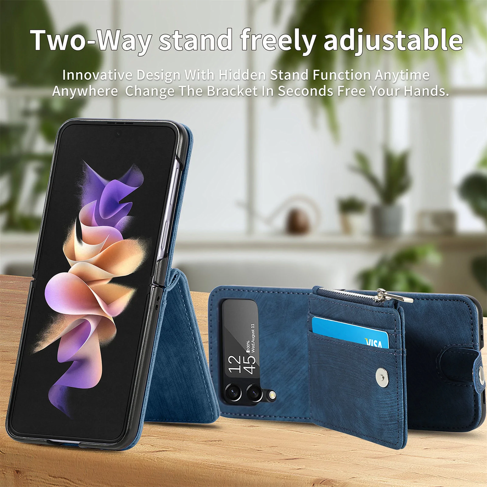 GOOSPERY Wallet Case Compatible with Galaxy Z Flip 3, Detachable Card  Holder 2 Card Pocket Storage Premium PU Leather Adjustable Cross-Body Strap