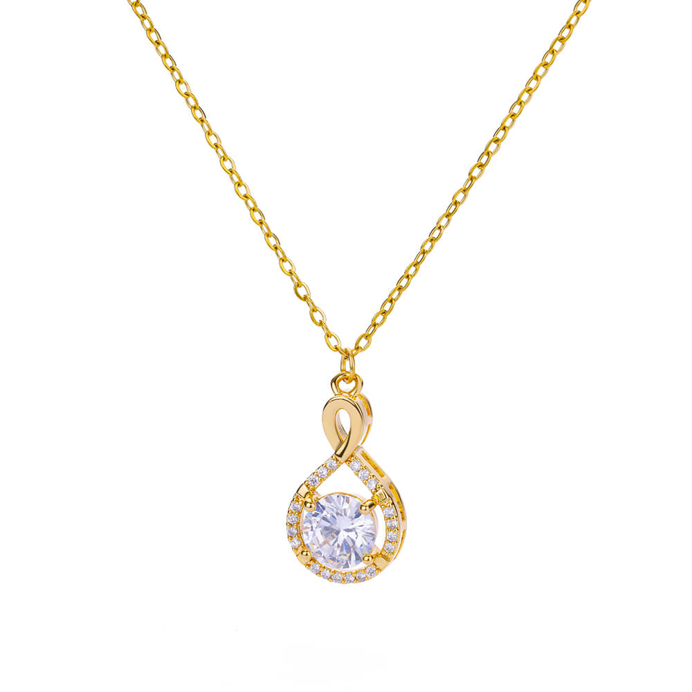 Cubic Zirconia Infinite Pendant Necklaces For Women Gold Color Stainless Steel Necklace Luxury Aesthetic Jewelry Gift N05692G-3-45cm