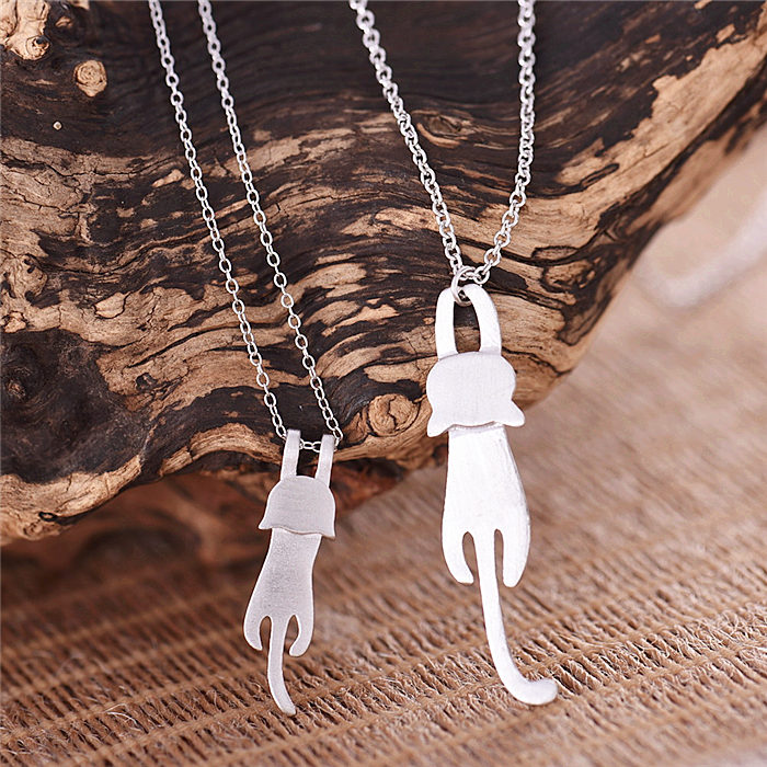 925 Sterling Silver Cute Cat Necklaces & Pendants For Women High Quality Sterling-silver-jewelry 45cm-28mm
