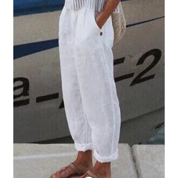 Cotton Linen Straight Pocket Casual Pants socialshop