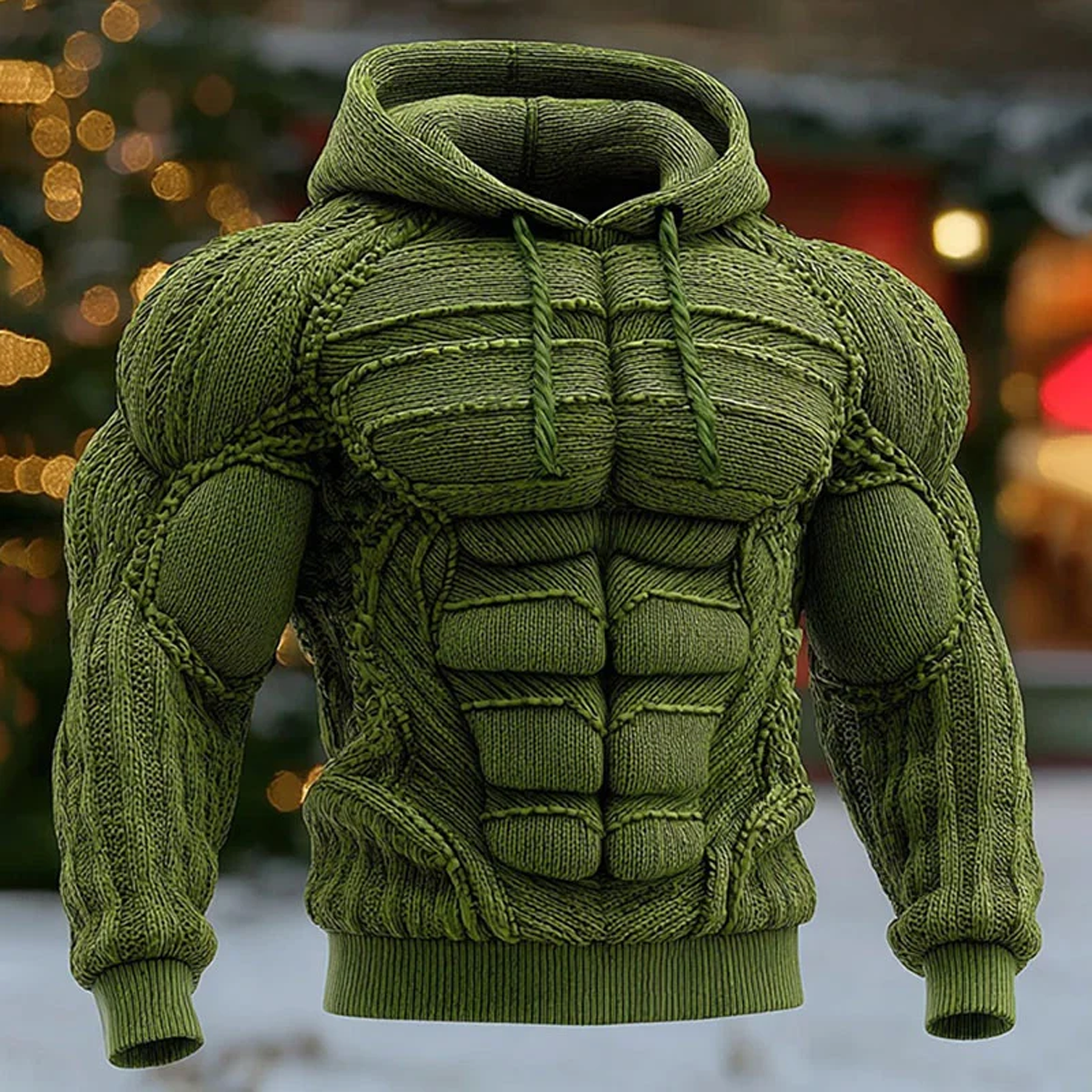 3D Print Christmas Ugly Sweater Men's Line Art Knitted Warm Hoodie