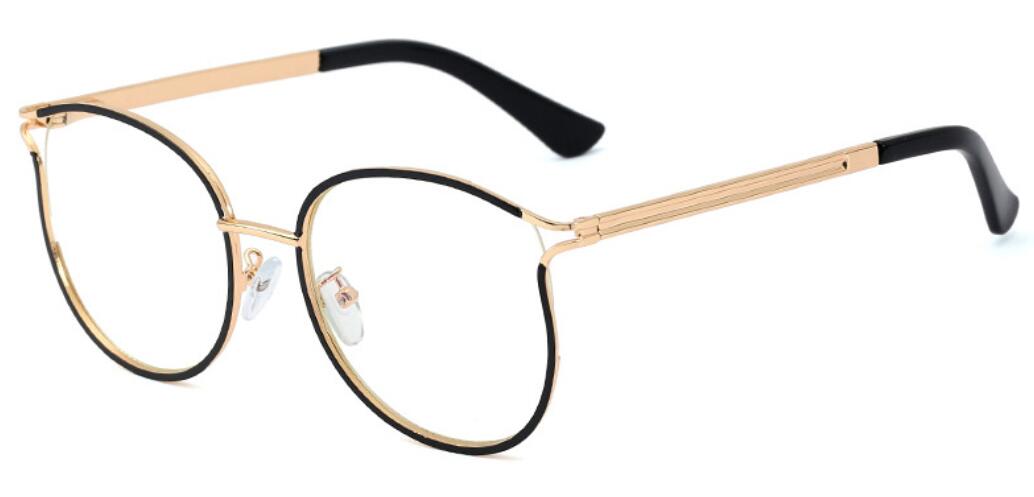 Alloy Cat Eyes Optical Glasses Frames Metal Round Optical Spectacl For Women Men Computer Read Eyeglasses Eyewear C1 black clear