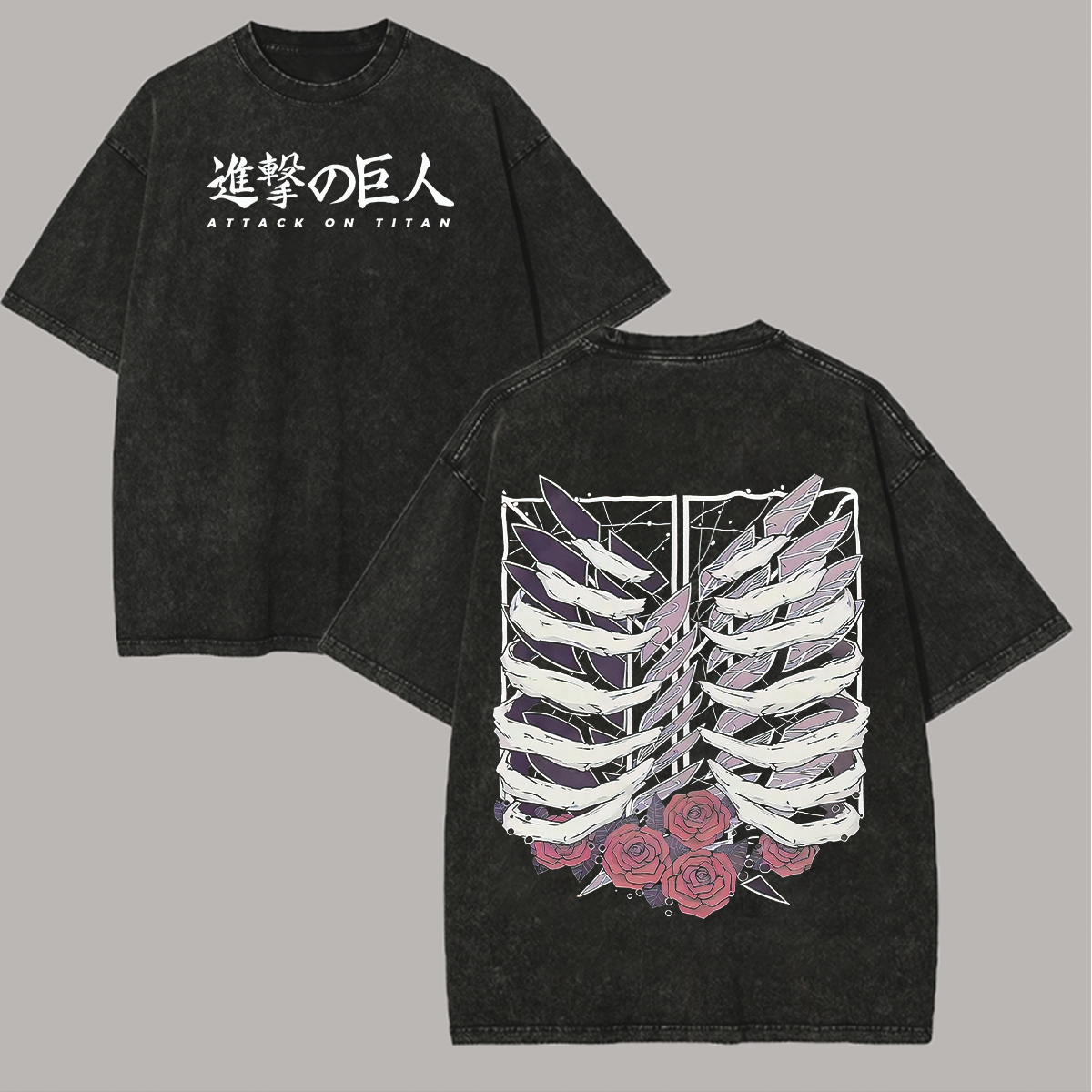 Attack on Titan Printed Unisex Washed T-Shirt