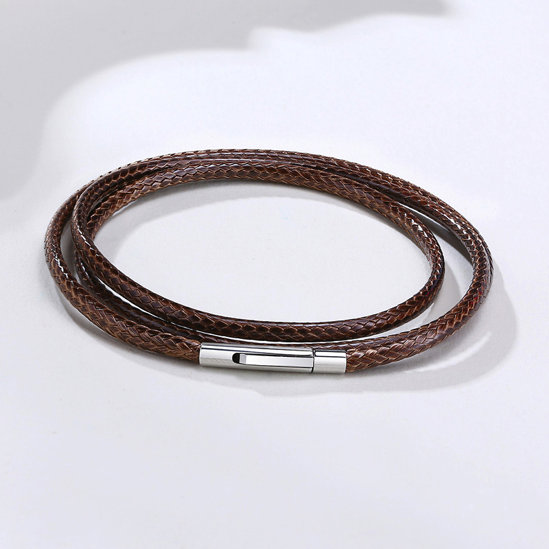 MEN'S LEATHER NECKLACES URBAN SURVIVAL GEAR TYPES BRAIDED NECKLACE CHAIN 2MM 3MM MALE JEWELRY 16 AND 30 INCH 2mm-30inch