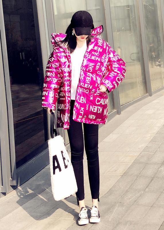 VCSHOES rose Letter duck down coat plus size clothing snow jackets hooded pockets Luxury Jackets