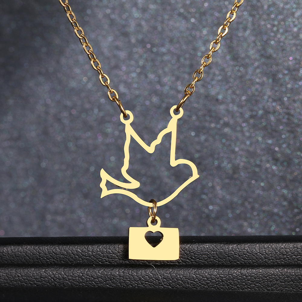 Stainless Steel Necklaces Flying Pigeon Envelope Pendants Aesthetics Choker Chain Necklace For Women Jewelry Party Gifts Gold-45cm