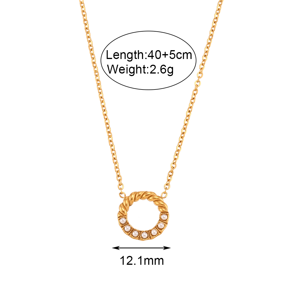 Lucky Braid Circle Tiny Small Zircon Stone Filled Chain Necklaces Bracelets For Women Gold Plated Green Pink Clear Jewelry Set Pearl Necklace