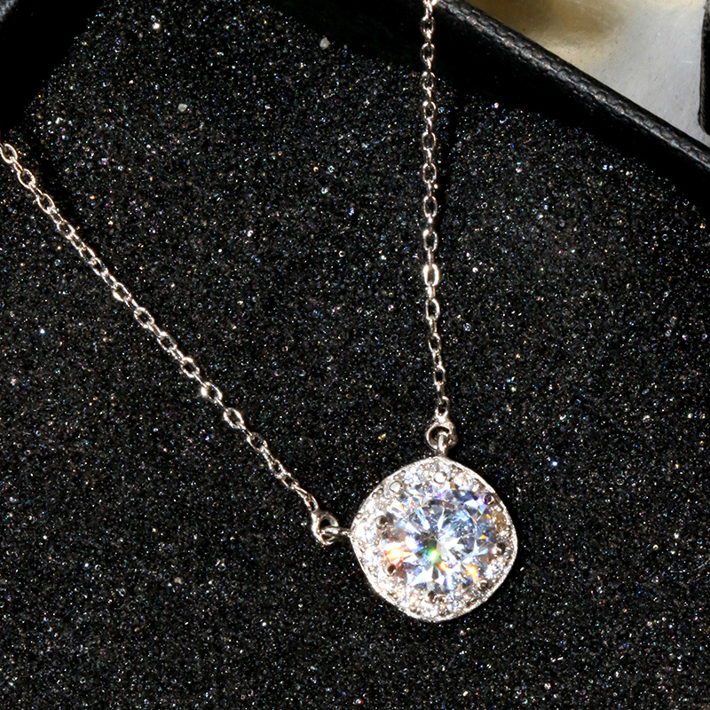 REETI 925 Sterling Silver Zircon square Necklaces Pendant Sterling Silver Jewelry Statement for Women Bijoux