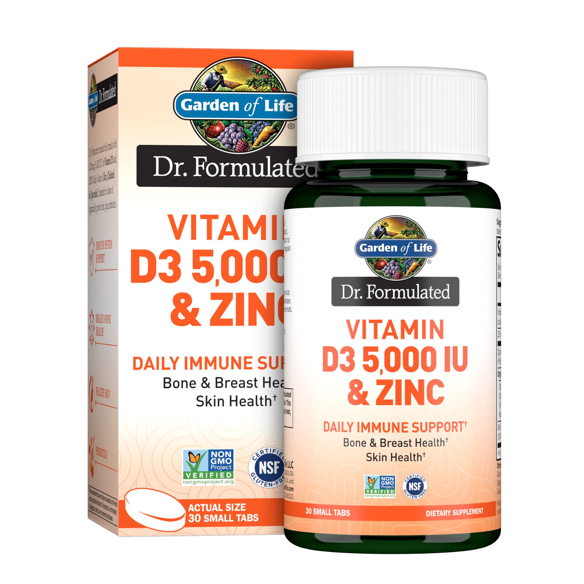 Dr. Formulated Vitamin D3 5,000 IU &  Zinc 30ct GARDEN OF LIFE