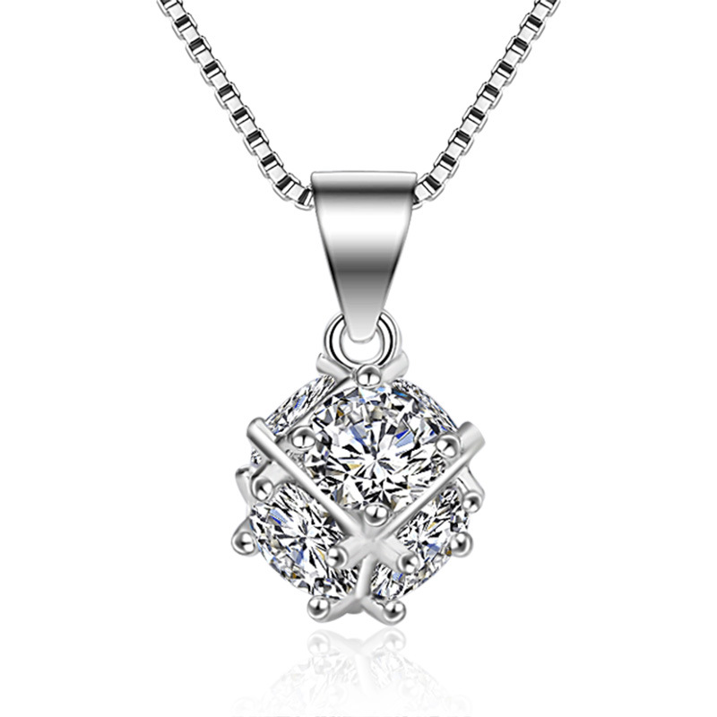 REETI 925 Sterling Silver zircon Three-dimensional Necklaces Pendant Sterling Silver Jewelry Statement for Women Bijoux