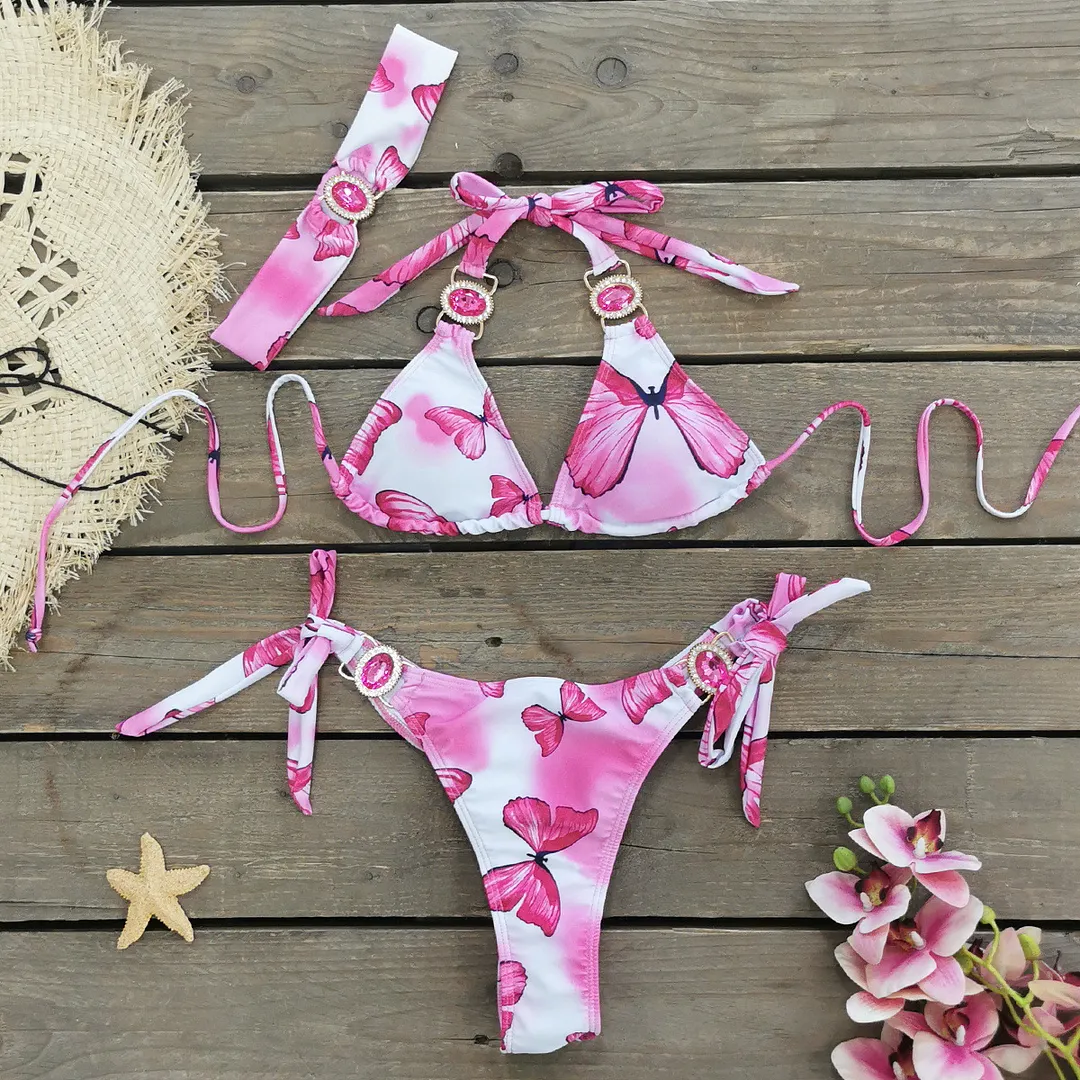 Billionm Three Point Strap Bikini Split Swimsuit Woman New Multi