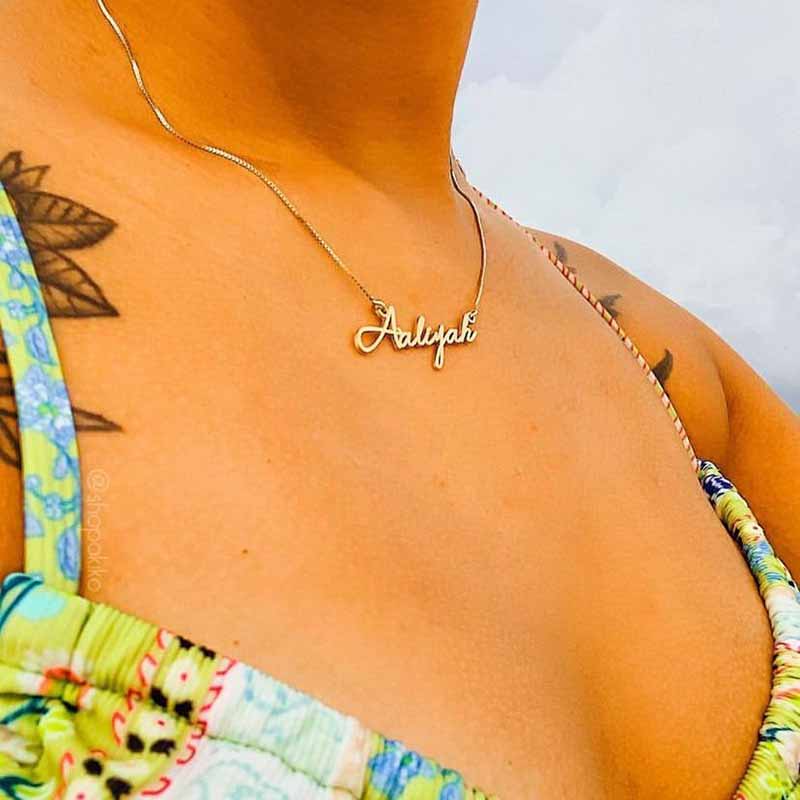 Custom Name Necklaces For Women Stainless Steel Personalized Any Name Pendant Cursive Font Chain Choker Jewelry Gift 2022 50 cm-Gold Color