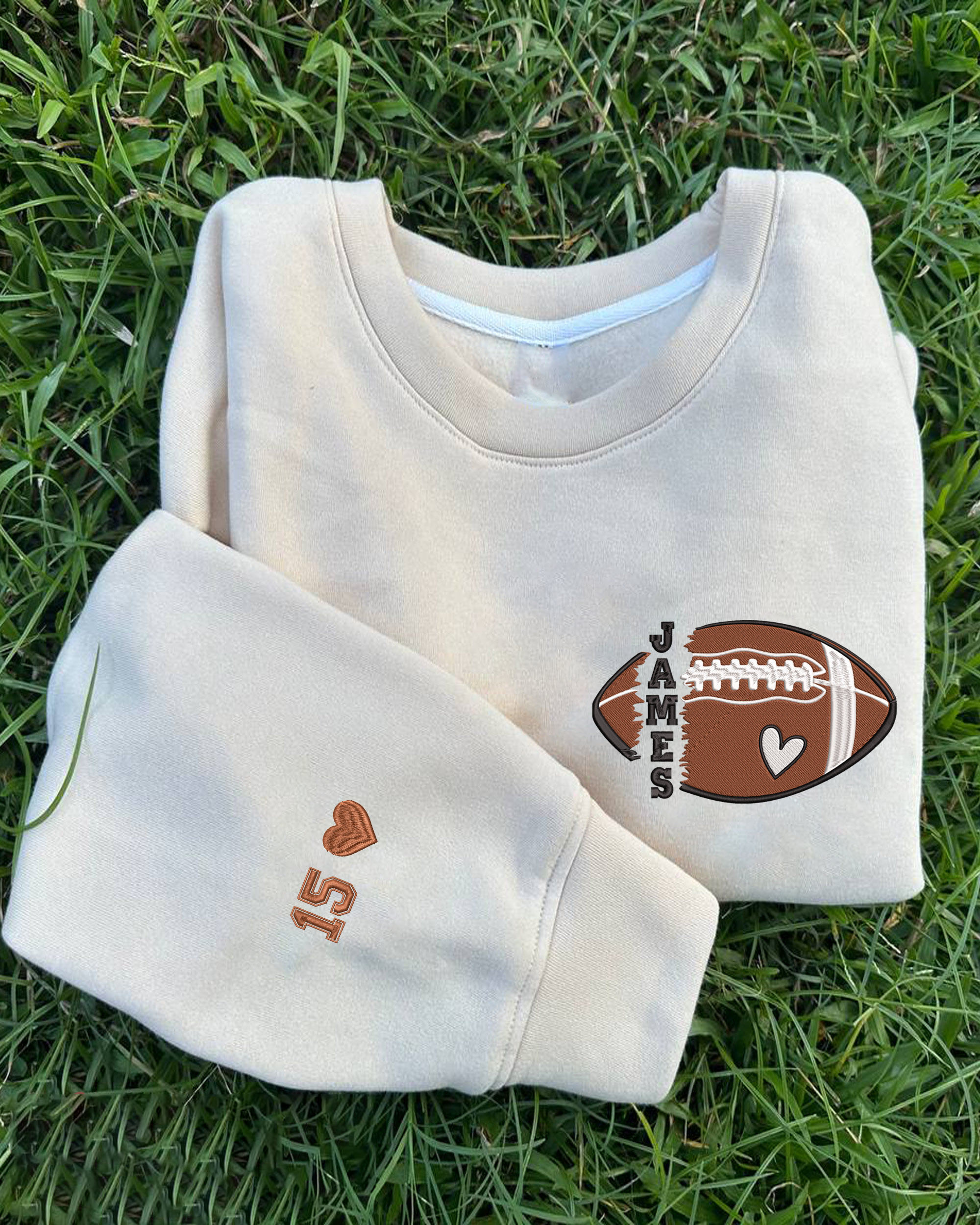 🏈Personalized Football Embroidered Sweatshirt- Custom Football Name And ...