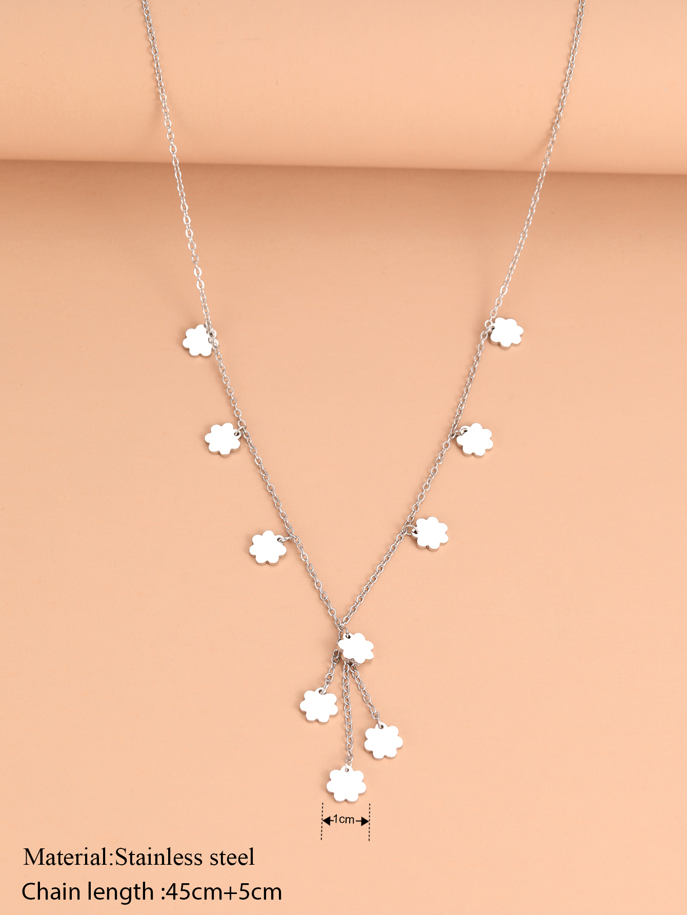 Stainless Steel Necklaces Exquisite Mini Flower Pendant Sweater Chain Korean Necklace For Women Jewelry Birthday Gifts Silver Color