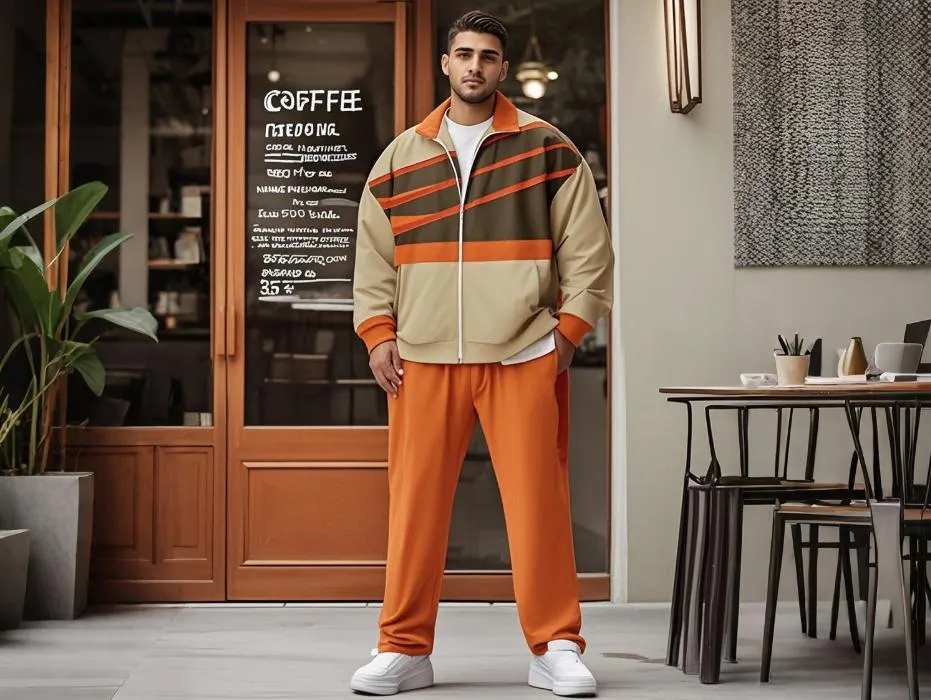 a guy wearing stylish big men's sweat suits