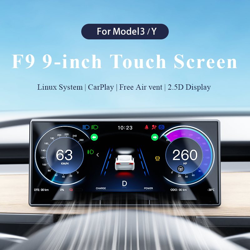 Tesstudio Tesla Model 3/Y F9 Touchscreen Dashboard Accessory - Carplay &  Android – Tes studio