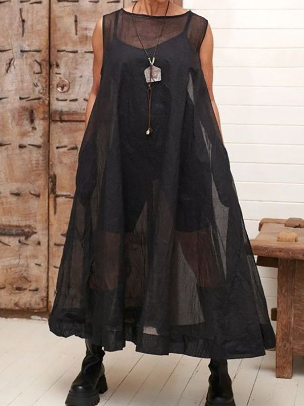 Long Sleeves Loose Hollow See-Through Solid Color Sun protection Round-neck Cover-Ups Tops Knitwear Pullovers main image 0
