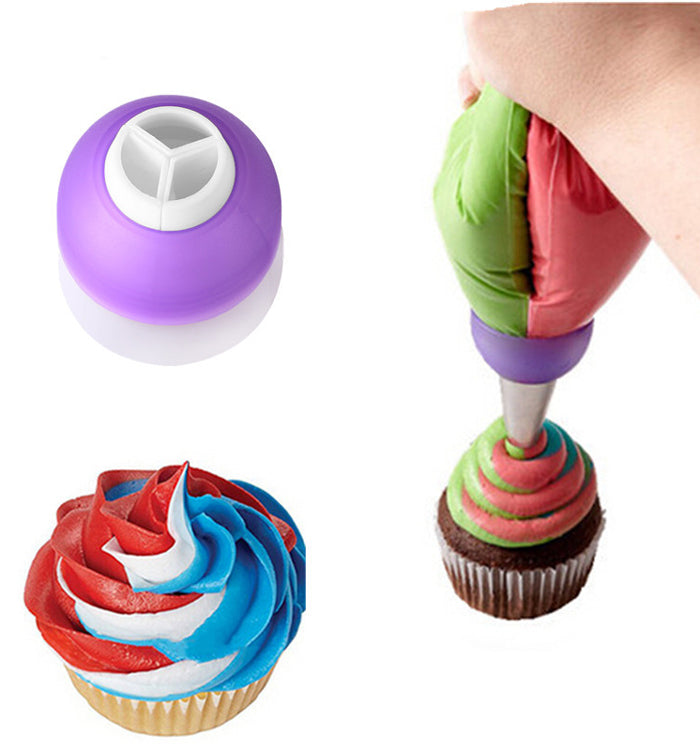 Tri-Color Russian Piping Coupler for Large Size Icing Tips/Nozzles and Pastry Bags