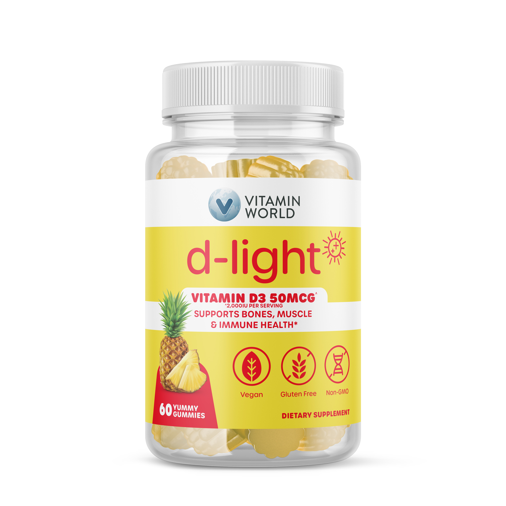 d-light Vitamin D Gummies, 50MG (2000iu) Vitamin D3, Bone Health, Joint Support PHARMVISTA GUMMY