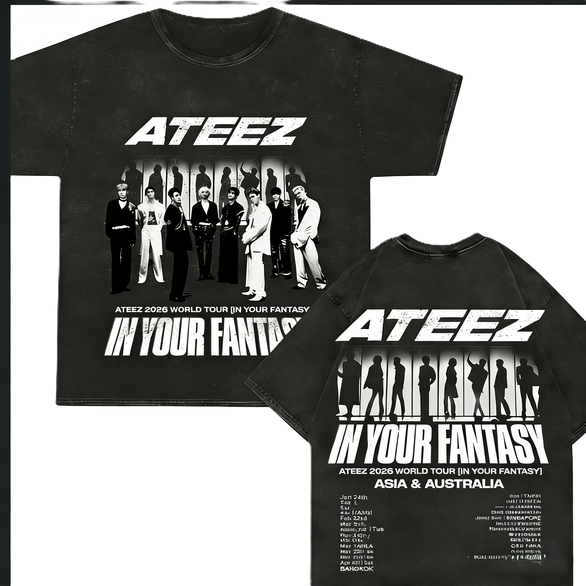 Ateez 2026 In Your Fantasy Tour Washed Tracklist T-Shirt