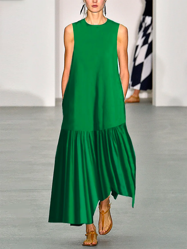 Street Solid Split Joint Strapless A Line Dresses main image 0