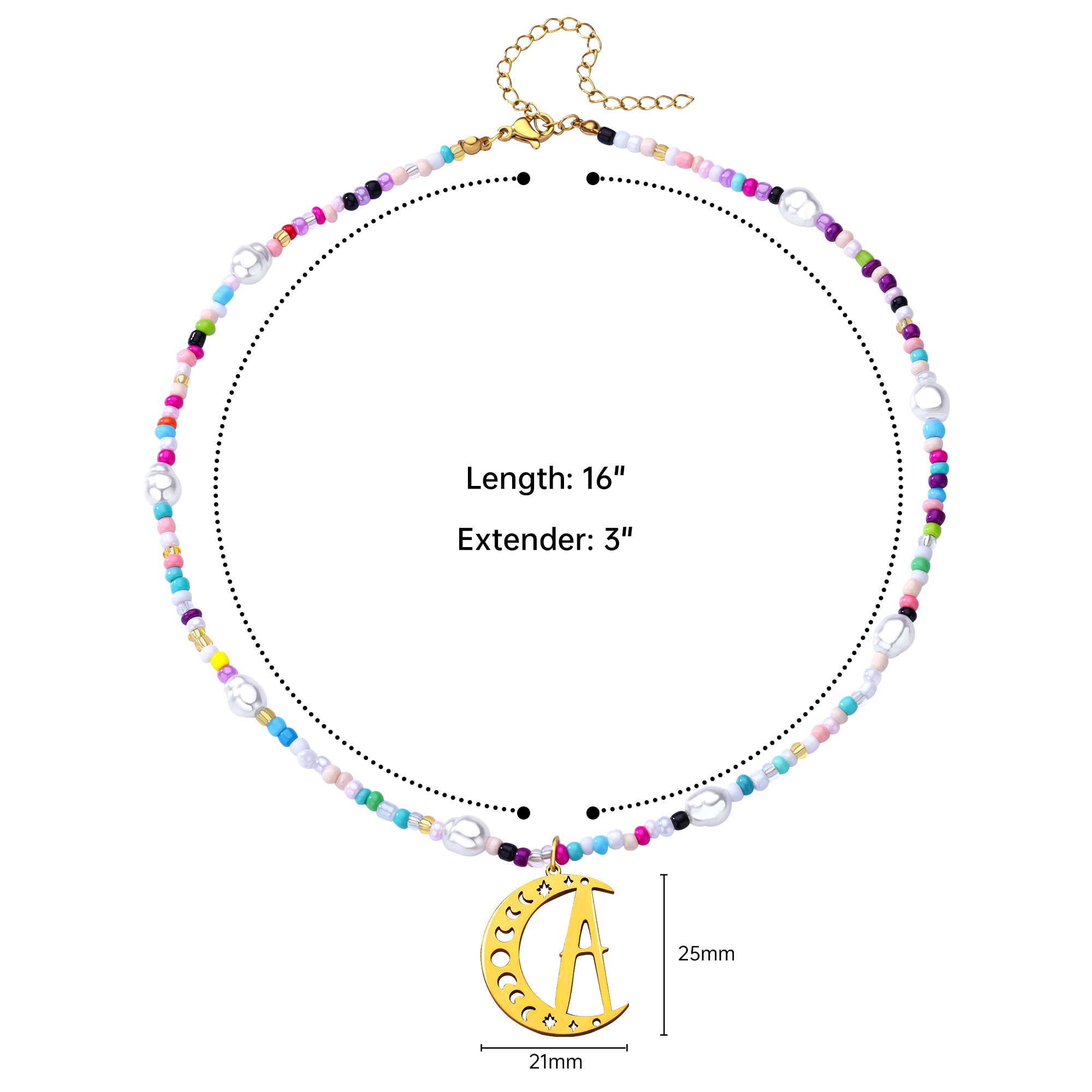 Beaded Initial Letter Necklaces For Women Natural Letter Pendant Chain Necklace Choker Bohemian Jewelry Y2k Accessories A