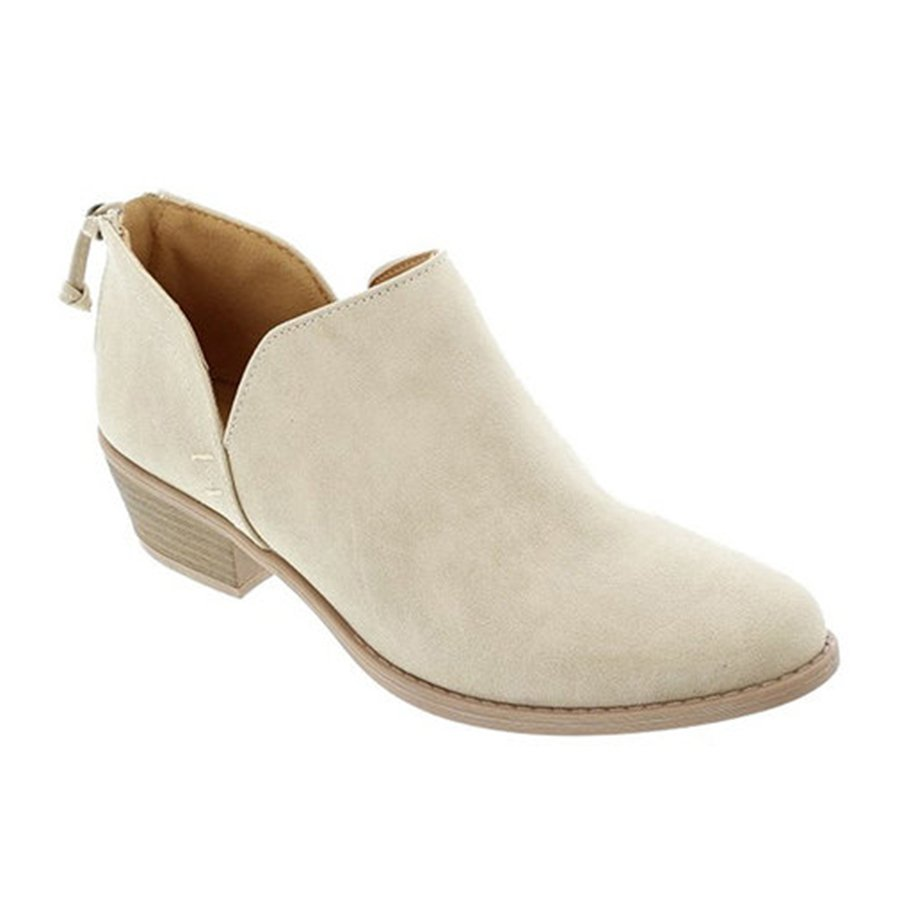 Plain Low Heeled Point Toe Casual Ankle Boots  Stunahome.com