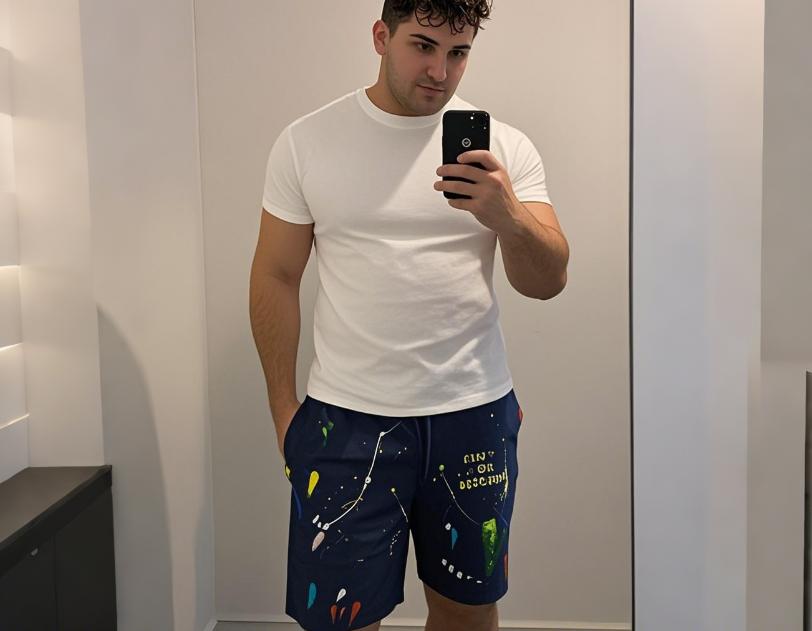 a man with big and tall workout shorts