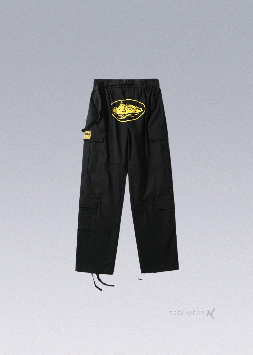 CRTZ Corteiz Cargo Pants , Color Black With Black Logo