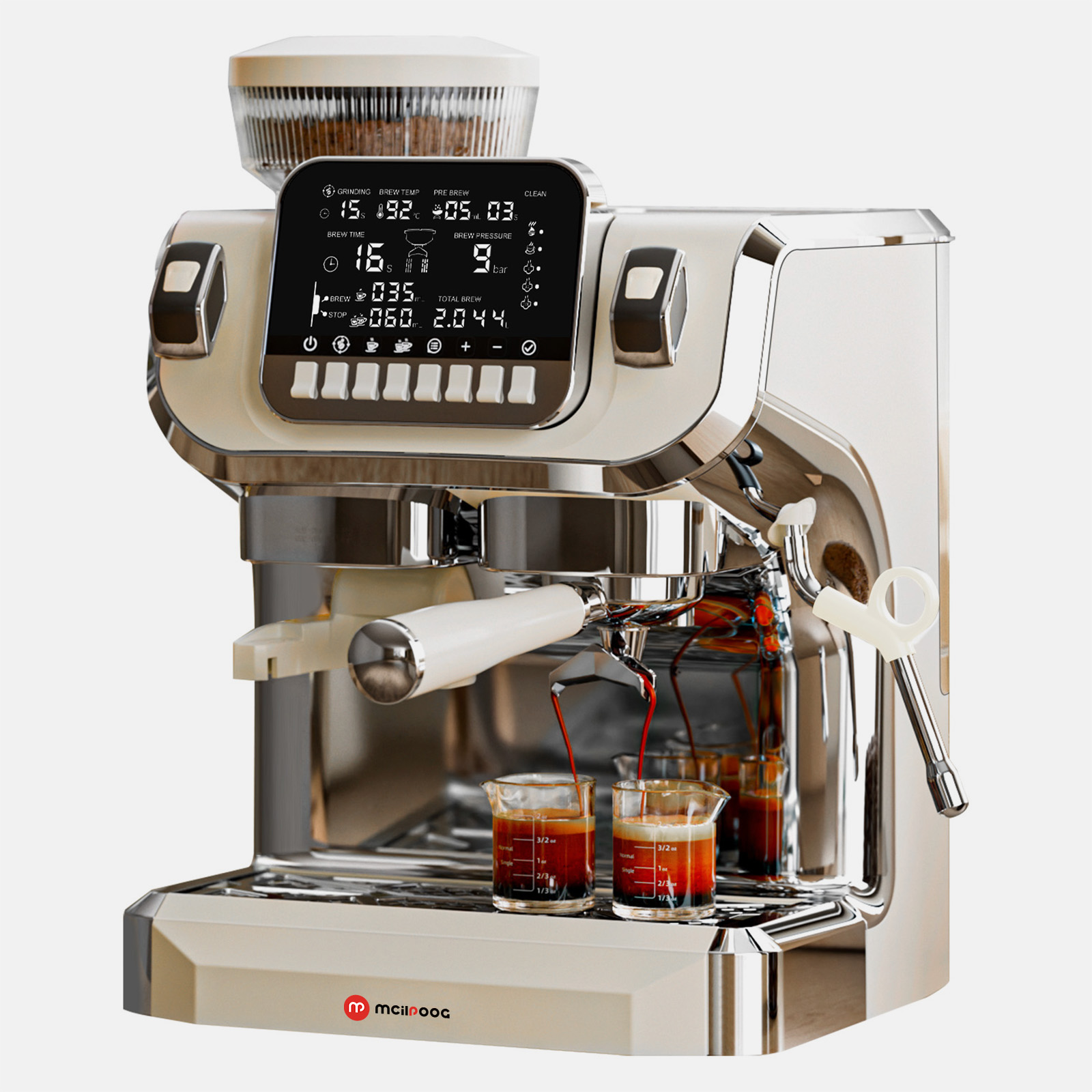 Mcilpoog TC530 Espresso Machine with Grinder，Semi Automatic
