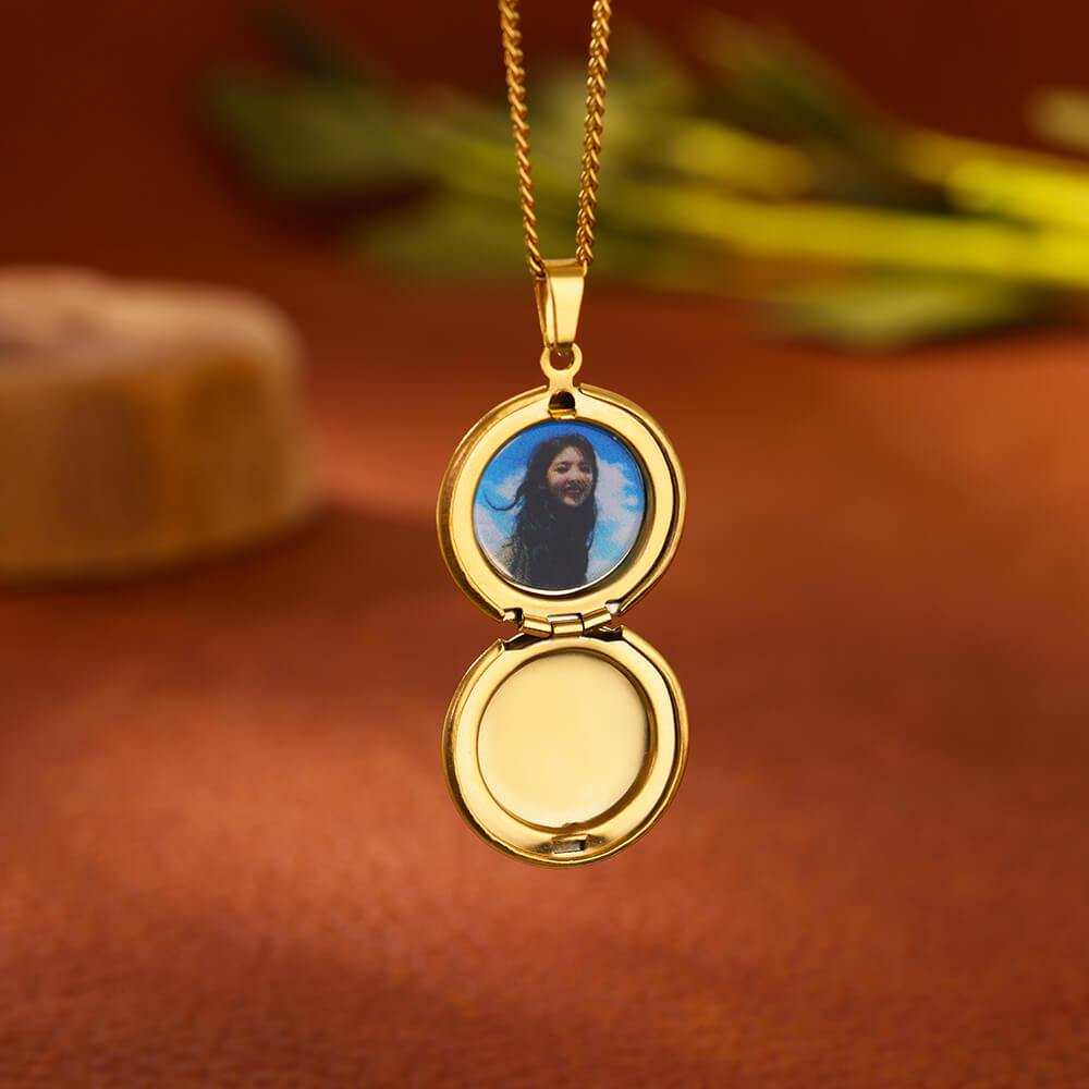 Custom Round Photo Necklaces For Women Stainless Steel Personalized Circel Picture Pendant Necklace Family Friend Jewelry Gift Gold Color