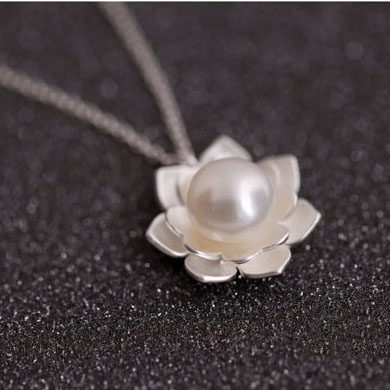 925 Sterling Silver Flower shell pearl Necklaces & Pendants For Women Lady Festival Gift Sterling-silver-jewelry